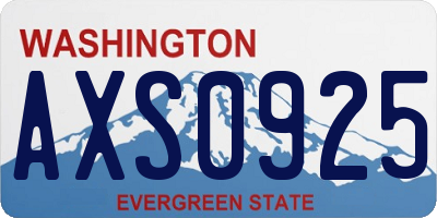 WA license plate AXS0925