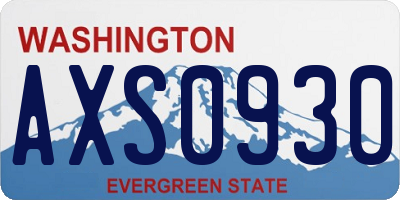 WA license plate AXS0930
