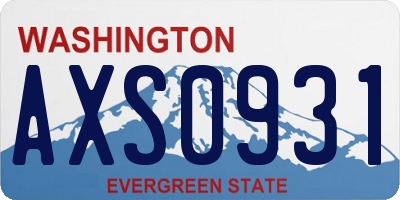 WA license plate AXS0931
