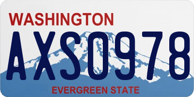 WA license plate AXS0978