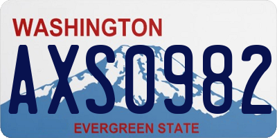WA license plate AXS0982