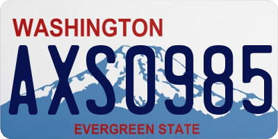 WA license plate AXS0985