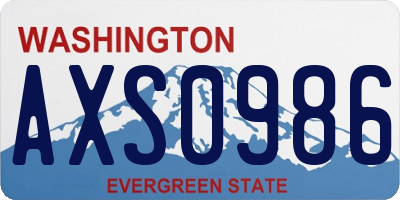 WA license plate AXS0986