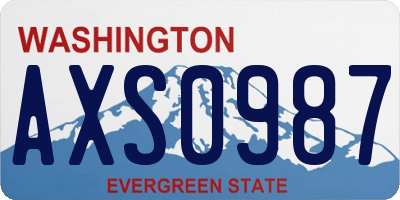 WA license plate AXS0987