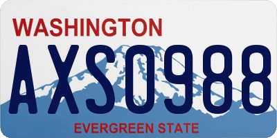 WA license plate AXS0988