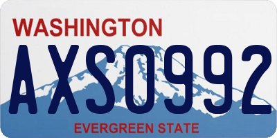 WA license plate AXS0992