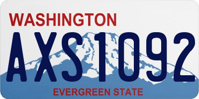 WA license plate AXS1092