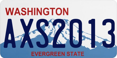 WA license plate AXS2013