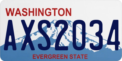 WA license plate AXS2034