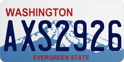 WA license plate AXS2926