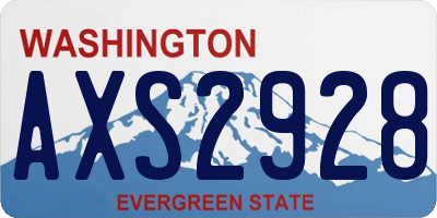 WA license plate AXS2928