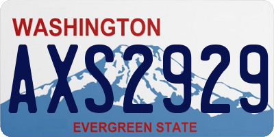 WA license plate AXS2929