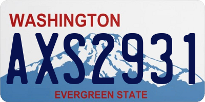 WA license plate AXS2931