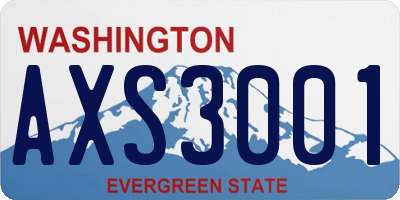 WA license plate AXS3001
