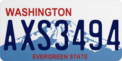 WA license plate AXS3494