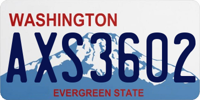 WA license plate AXS3602