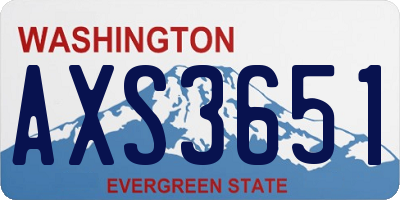 WA license plate AXS3651