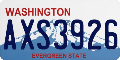 WA license plate AXS3926