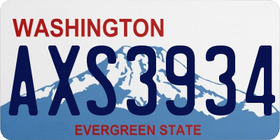 WA license plate AXS3934