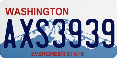 WA license plate AXS3939