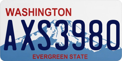 WA license plate AXS3980