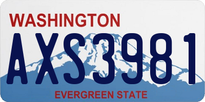 WA license plate AXS3981