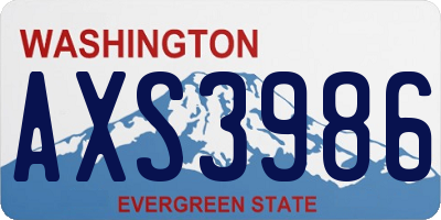 WA license plate AXS3986