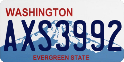 WA license plate AXS3992