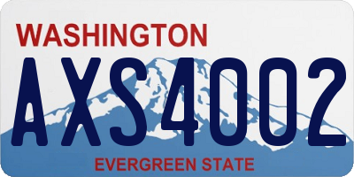 WA license plate AXS4002