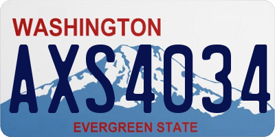WA license plate AXS4034