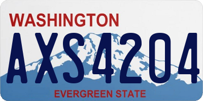 WA license plate AXS4204