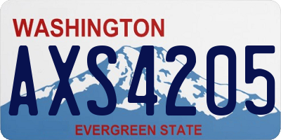 WA license plate AXS4205