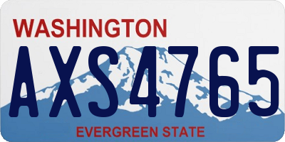 WA license plate AXS4765