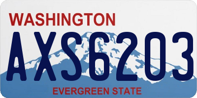 WA license plate AXS6203