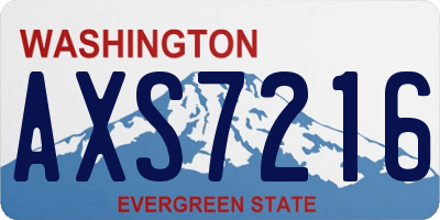 WA license plate AXS7216