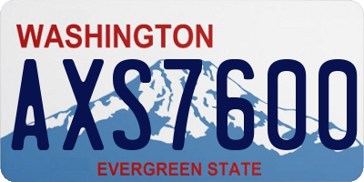WA license plate AXS7600
