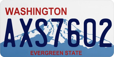 WA license plate AXS7602