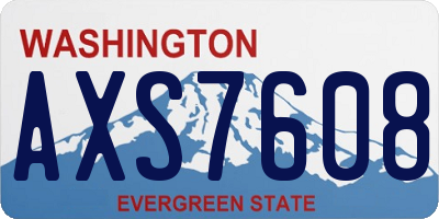 WA license plate AXS7608