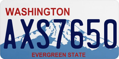 WA license plate AXS7650