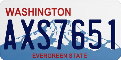 WA license plate AXS7651