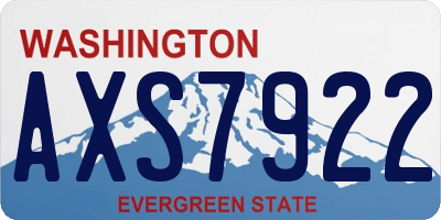 WA license plate AXS7922