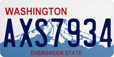 WA license plate AXS7934