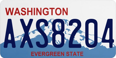 WA license plate AXS8204