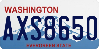 WA license plate AXS8650
