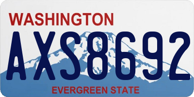 WA license plate AXS8692