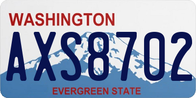 WA license plate AXS8702