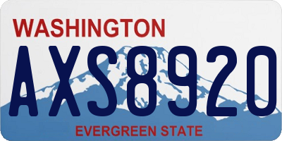 WA license plate AXS8920
