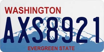 WA license plate AXS8921