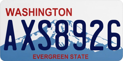 WA license plate AXS8926
