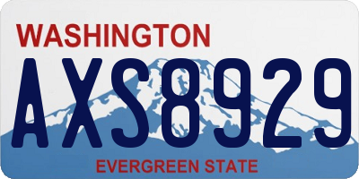 WA license plate AXS8929